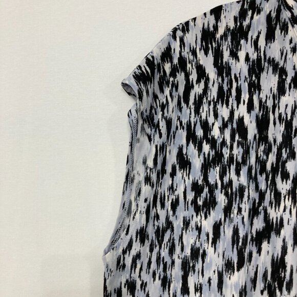 Anne Klein size XL Black Gray Abstract Sleeveless Stretch Knit Blouse Comfy - Picture 6 of 10